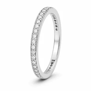 Balto aukso žiedas su deimantais - deimantinė juostelė (0.25 ct) 1.40 mm
