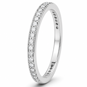 Balto aukso žiedas su deimantais - deimantinė juostelė (0.25 ct) 1.40 mm