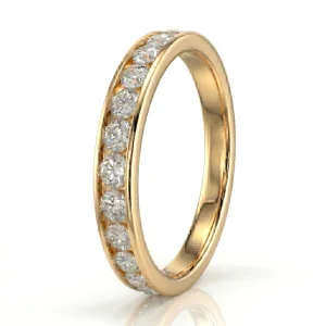 Geltono aukso Žiedas-juostelė su deimantais Channel (15 vnt - 0.75 ct) 2.70 mm