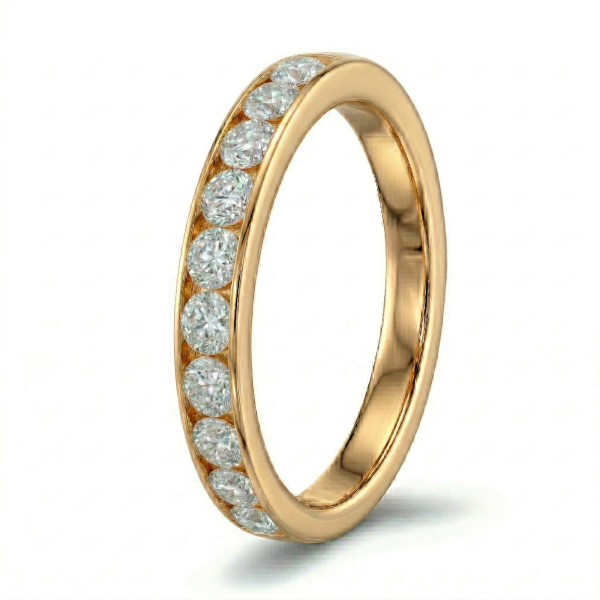 Geltono aukso Žiedas-juostelė su deimantais Channel (10 vnt - 1.00 ct) 3.30 mm