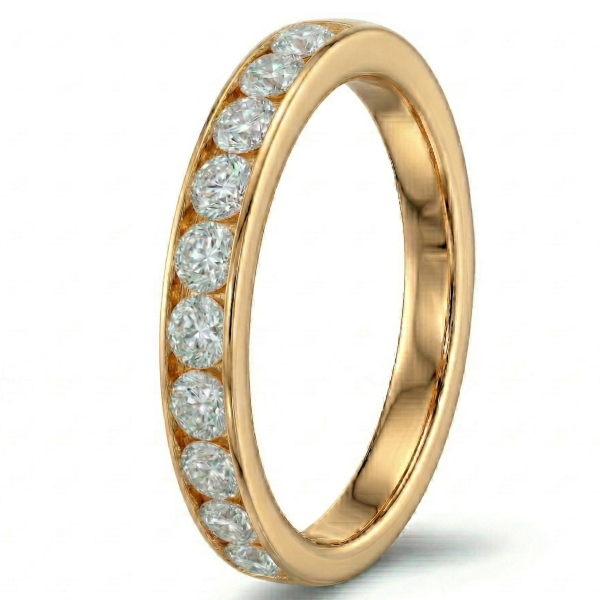 Geltono aukso Žiedas-juostelė su deimantais Channel (10 vnt - 1.00 ct) 3.30 mm