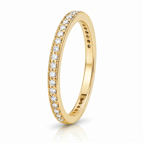 Geltono aukso žiedas su deimantais - deimantinė juostelė (0.25 ct) 1.40 mm