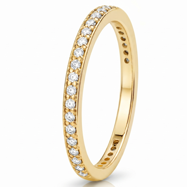 Geltono aukso žiedas su deimantais - deimantinė juostelė (0.25 ct) 1.40 mm