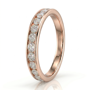 Raudono aukso Žiedas-juostelė su deimantais Channel (15 vnt - 0.75 ct) 2.70 mm 
