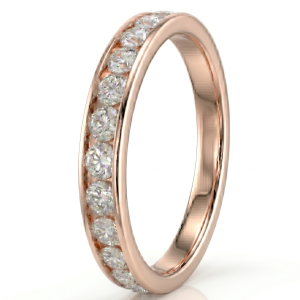 Raudono aukso Žiedas-juostelė su deimantais Channel (15 vnt - 0.75 ct) 2.70 mm