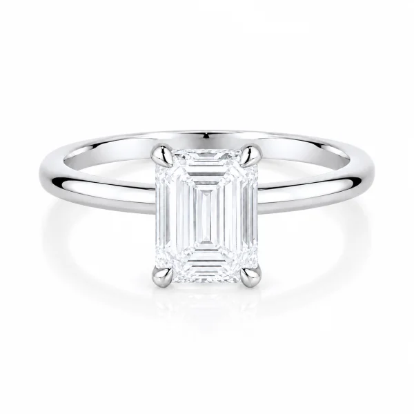 Balto aukso sužadėtuvių žiedas su Emerald deimantu (Lab Grown 1.00 ct) 2