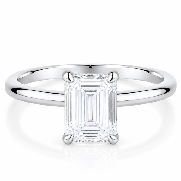 Balto aukso sužadėtuvių žiedas su Emerald deimantu (Lab Grown 1.00 ct) 2