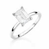 Balto aukso sužadėtuvių žiedas su Emerald deimantu (Lab Grown 1.00 ct)