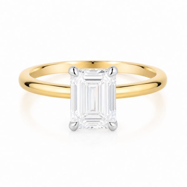 Geltono aukso sužadėtuvių žiedas su Emerald deimantu (Lab Grown 1.00 ct) 2