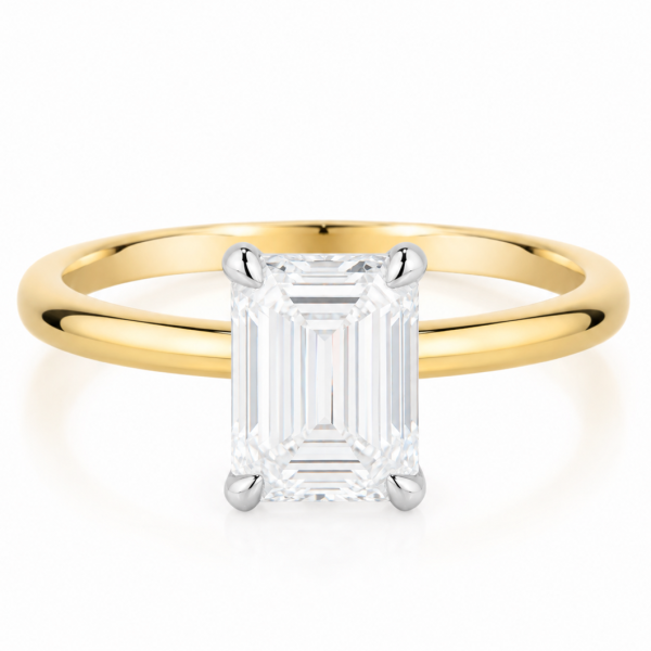 Geltono aukso sužadėtuvių žiedas su Emerald deimantu (Lab Grown 1.00 ct) 2