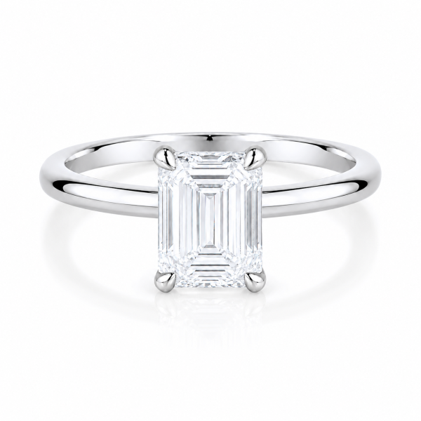 Balto aukso sužadėtuvių žiedas su Emerald deimantu (Lab Grown 2.00 ct) 2