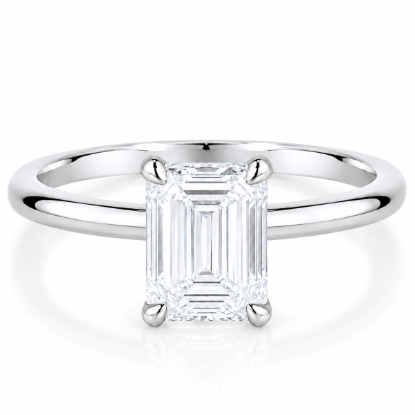 Balto aukso sužadėtuvių žiedas su Emerald deimantu (Lab Grown 2.00 ct) 2