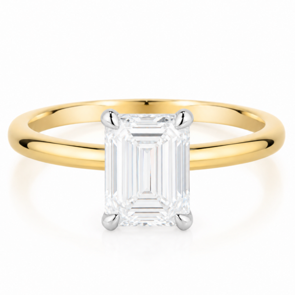 Geltono aukso sužadėtuvių žiedas su Emerald deimantu (Lab Grown 2.00 ct) 2