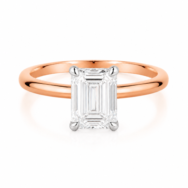 Raudono aukso sužadėtuvių žiedas su Emerald deimantu (Lab Grown 2.00 ct) 2