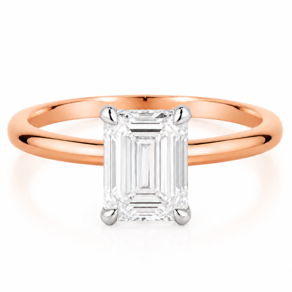 Raudono aukso sužadėtuvių žiedas su Emerald deimantu (Lab Grown 2.00 ct) 2