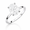 Balto aukso sužadėtuvių žiedas su Oval deimantu (Lab Grown 2.00 ct)