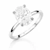 Balto aukso sužadėtuvių žiedas su Oval deimantu (Lab Grown 2.00 ct)
