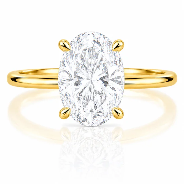 Sužadėtuvių žiedas su Oval deimantu (Lab Grown 2.00 ct) geltonas auksas