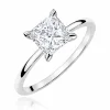 Sužadėtuvių žiedas su Princess deimantu (Lab Grown Diamond) balto aukso