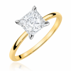 Sužadėtuvių žiedas su Princess deimantu (Lab Grown Diamond) geltono aukso