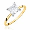 Sužadėtuvių žiedas su Princess deimantu (Lab Grown Diamond) geltono aukso