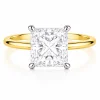 Geltono aukso sužadėtuvių žiedas su Princess deimantu (Lab Grown Diamond) raudonas auksas