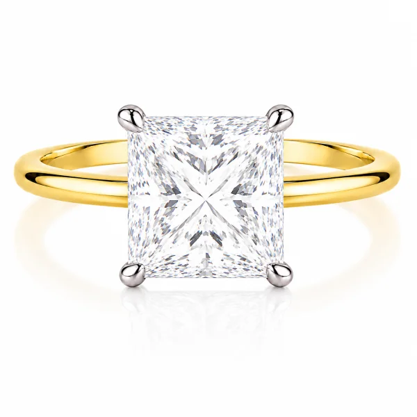 Geltono aukso sužadėtuvių žiedas su Princess deimantu (Lab Grown Diamond) raudonas auksas