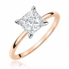 Sužadėtuvių žiedas su Princess deimantu (Lab Grown Diamond) raudono aukso