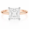 Raudono aukso sužadėtuvių žiedas su Princess deimantu (Lab Grown Diamond)