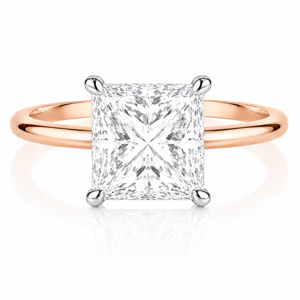 Raudono aukso sužadėtuvių žiedas su Princess deimantu (Lab Grown Diamond)