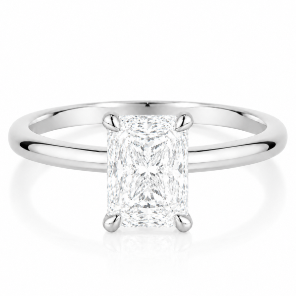 Balto aukso sužadėtuvių žiedas su Radiant deimantu (Lab Grown 1.00 ct) 2
