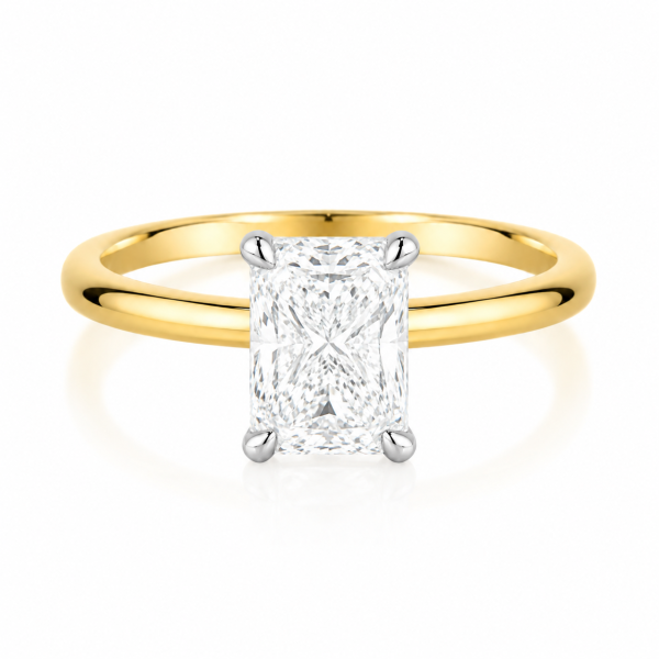 Geltono aukso sužadėtuvių žiedas su Radiant deimantu (Lab Grown 1.00 ct) 2