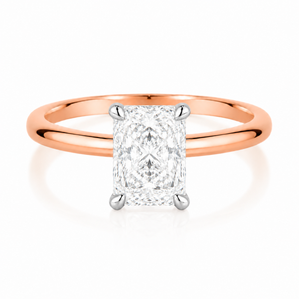 Raudono aukso sužadėtuvių žiedas su Radiant deimantu (Lab Grown 1.00 ct) 2