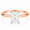 Raudono aukso sužadėtuvių žiedas su Radiant deimantu (Lab Grown 1.00 ct) 2