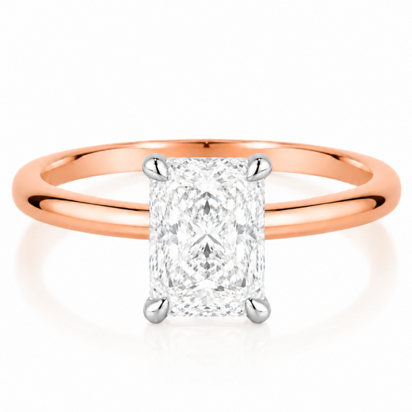 Raudono aukso sužadėtuvių žiedas su Radiant deimantu (Lab Grown 1.00 ct) 2