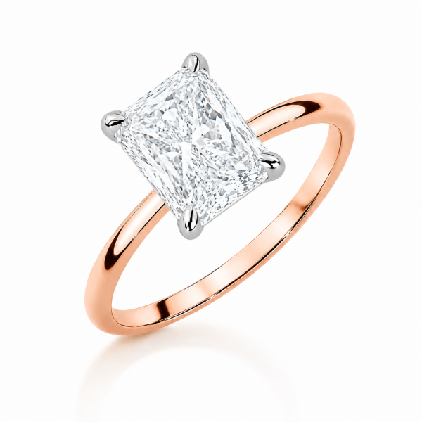 Raudonas auksas sužadėtuvių žiedas su Radiant deimantu (Lab Grown 1.00 ct)