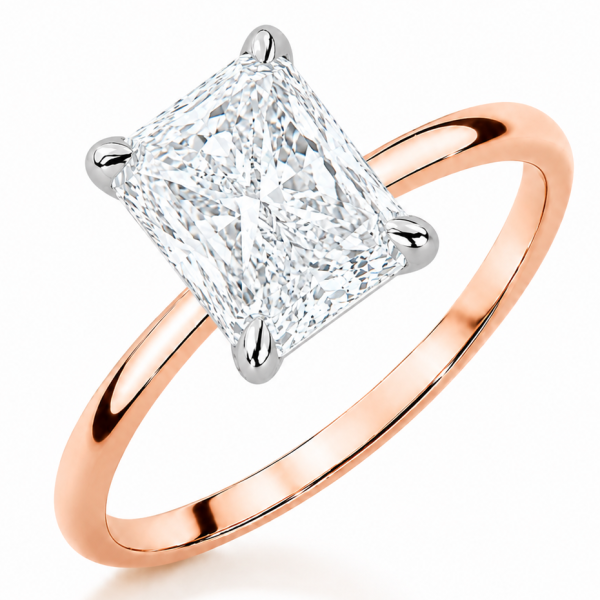 Raudonas auksas sužadėtuvių žiedas su Radiant deimantu (Lab Grown 1.00 ct)