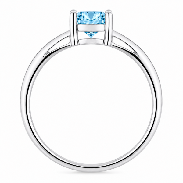Sužadėtuvių žiedas su Round Blue deimantu (Lab Grown 0.50 ct) baltas auksas 4