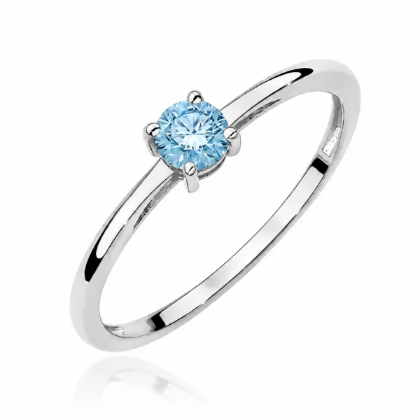 Balto aukso sužadėtuvių žiedas su Round Blue deimantu (Lab Grown 0.50 ct)