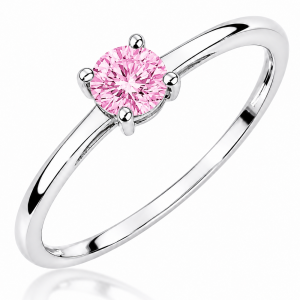 Sužadėtuvių žiedas su Round Pink deimantu (Lab Grown 0.50 ct) balto aukso 2