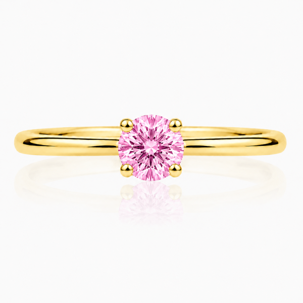Sužadėtuvių žiedas su Round Pink deimantu (Lab Grown 0.50 ct) geltono aukso 3