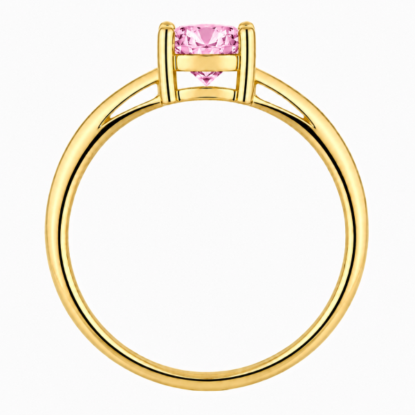 Sužadėtuvių žiedas su Round Pink deimantu (Lab Grown 0.50 ct) geltono aukso