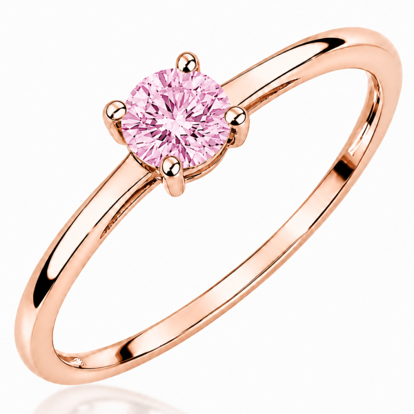 Sužadėtuvių žiedas su Round Pink deimantu (Lab Grown 0.50 ct) raudono aukso 2