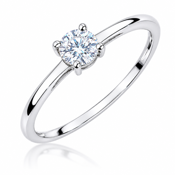 Sužadėtuvių žiedas su Round deimantu (Lab Grown 0.50 ct) balto aukso