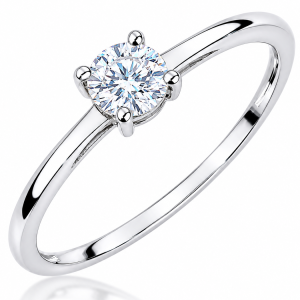 Sužadėtuvių žiedas su Round deimantu (Lab Grown 0.50 ct) balto aukso