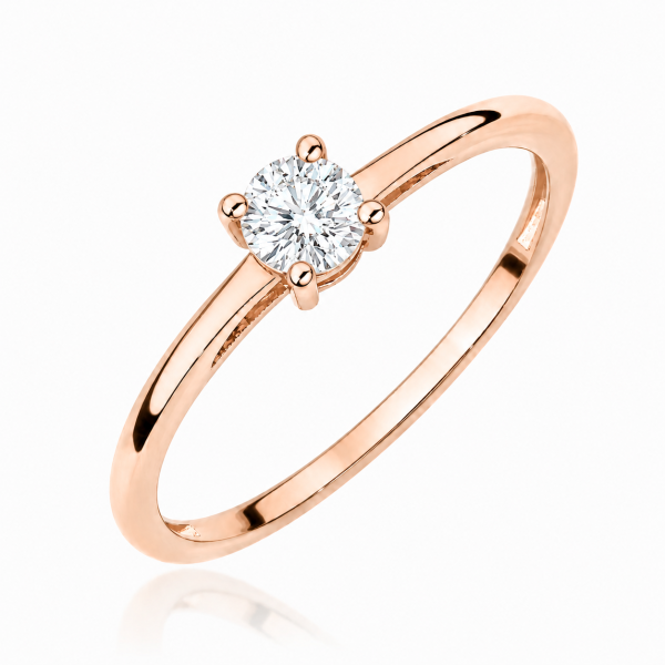 Sužadėtuvių žiedas su Round deimantu (Lab Grown 0.50 ct) raudono aukso