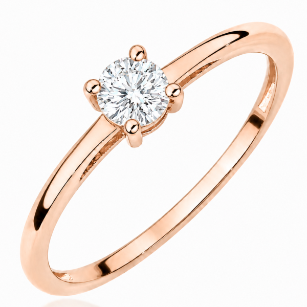 Sužadėtuvių žiedas su Round deimantu (Lab Grown 0.50 ct) raudono aukso