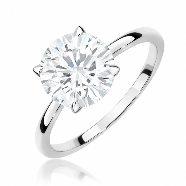 Sužadėtuvių žiedas su Round deimantu (Lab Grown 2.00 ct) balto aukso