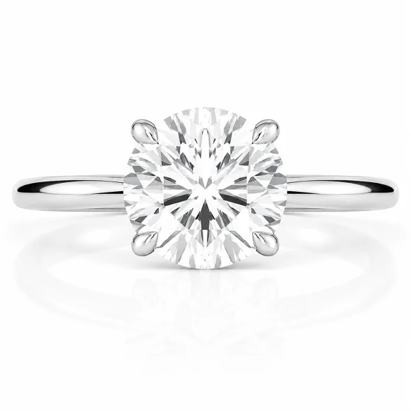 Balto aukso sužadėtuvių žiedas su Round deimantu (Lab Grown 2.00 ct)