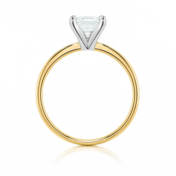 Sužadėtuvių žiedas su Princess deimantu (Lab Grown Diamond) geltono aukso